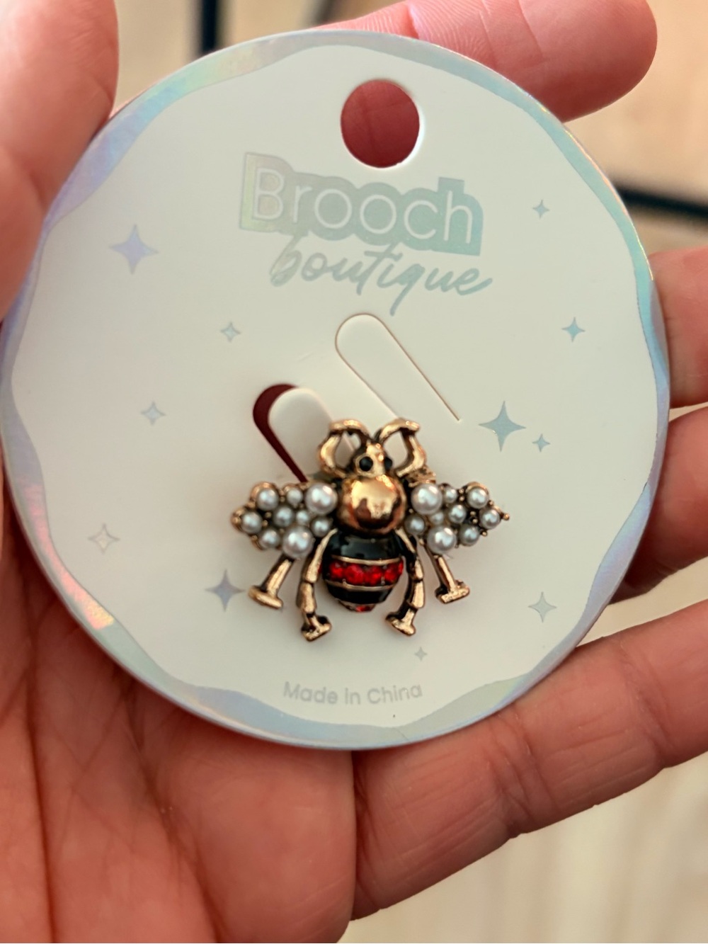 Bee Pin - Gold with Red & Black Accents
